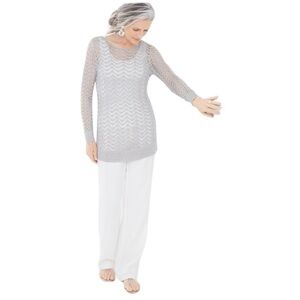 Chico’s Women’s Silver Shine Stitch Theodora Sweater